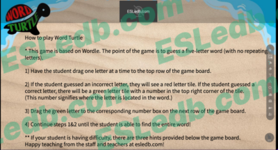 ESLEDB Games: Word Turtle ("CABIN") - Image 2