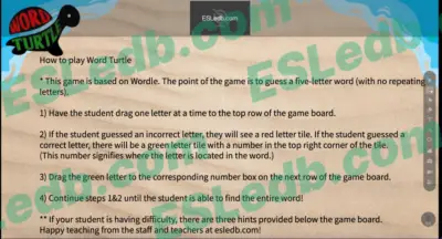 ESLEDB Games: Word Turtle ("ZEBRA") - Image 2